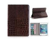 Alligator Pattern Wake Sleep Dormancy Flip Stand Leather Case With Card Slots For iPad Mini 4 Brown