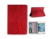 Alligator Pattern Wake Sleep Dormancy Flip Stand Leather Case With Card Slots For iPad Mini 4 Red
