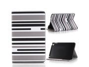 Fashion Stripes Flip Magnetic Sleep Wake Smart Leather Case Stand Cover With Card Slot For iPad Mini 4 Black And White
