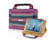 New Stripes Colorful Carrying Handbag PU Leather Smart Stand Case Cover For iPad Mini 4 Purple And Black