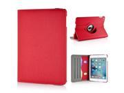 360 Rotating Folio Denim PU Leather Flip Swivel Stand Case Cover With Elastic Belt Card Holder For iPad Mini 4 Red