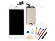 LCD Touch Screen Digitizer Assembly with Spare parts Home Button Flex Cable Front Camera Compatible for iPhone 5 White Professional Tools Tempered Glass