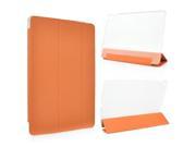Three Fold Toothpick Grain Wake Sleep Leather Flip Transparent Back Cover Leather Case for iPad Air 2 Orange