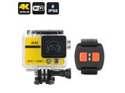 Ultra HD 4K Action Camera 20MP Sony CMOS Wrist Remote Control 170 Degree Lens Wi Fi Loop Recording Yellow