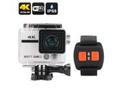 Ultra HD 4K Action Camera 20MP Sony CMOS Wrist Remote Control 170 Degree Lens Wi Fi Loop Recording White