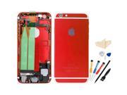 Replacement Back Battery Cover Middle Frame Metal Back Cover Housing with Pre assembled Small Parts for iPhone 6 4.7inch with Professional Tools Red White R