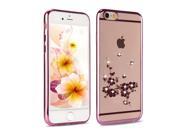 Rose Gold Plating TPU Case Cover with Black Plum Blossom Floral Design Crystal Clear Bling Diamond for iPhone 6 6S 4.7inch iPhone 6 6S Case