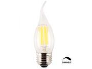 6 Pack6W Dimmable LED Filament Candle Light Bulb E26 Base Chandelier Lamp 6000K Daylight White 700LM C35 Shape Bnt Tip 70W Equivalent 360° Beam Angle