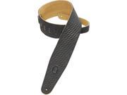 Levy s PMS44T02 BLK 3 Suede Guitar Bass Strap Tooled Basketweave Pattern Black
