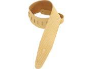 Levy s PMS44T02 TAN 3 Suede Guitar Bass Strap Tooled Basketweave Pattern Tan