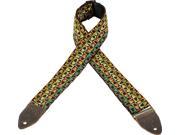 Levy s M8HTV XL 14 2 Hootenanny Jacquard Weave Guitar Strap Yellow Brown Green