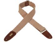 Levy s MC8TWD BRN 2 Distressed Cotton Guitar Bass Strap w Leather Ends Brown