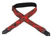 Levy s M8PF RED 2 Plaid Fabric Guitar Bass Strap Gothic Punk Red
