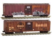 Micro Trains MTL N Scale 50ft Box Cars San Luis Central Weathered Graffiti 2 Pk