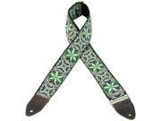 Levy s M8HTV 11 2 Hootenanny Jacquard Weave Guitar Strap Green Flowers