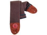 Levy s MSSC4 XL BRN 3 Heavy Weight Cotton w Suede Ends Guitar Bass Strap Brown