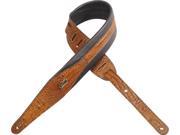 Levy s MSS100CR TAN 2.5 Artificial Crocodile Leather Guitar Bass Strap Tan