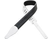 Levy s M17CG WHT 2.5 Super Soft Black Garment Leather Strap White Piping Ends