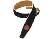 Levy s MSS3CP BLK 2.5 Suede Leather Guitar Bass Strap w Cream Piping Black