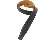 Levy s M26GF BLK 2.5 Garment Leather Guitar Bass Strap w Suede Backing Black