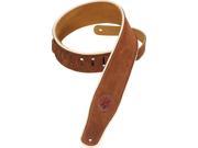 Levy s MSS3CP BRN 2.5 Suede Leather Guitar Bass Strap w Cream Piping Brown