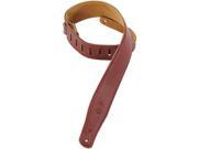 Levy s M26GF BRG 2.5 Garment Leather Guitar Bass Strap w Suede Backing Burgundy