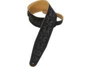 Levy s PMS44T03 XL BLK 3 Suede Guitar Bass Strap Tooled Paisley Pattern Black
