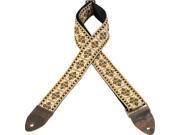 Levy s M8HTV 07 2 Hootenanny Jacquard Weave Guitar Strap Gold White