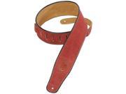 Levy s MSS3 BRG 2.5 Suede Leather Guitar Bass Strap w Black Piping Burgundy