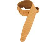 Levy s PMS44T02 HNY 3 Suede Guitar Bass Strap Tooled Basketweave Pattern Honey