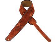 Levy s MSS3EP 005 Suede Leather Printed Embroidered Guitar Strap Flower Swirls
