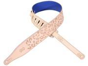 Levy s MV17CH NAT 2.5 Leather Guitar Bass Strap w Cheetah Embossing Natural