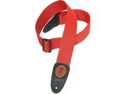 Levy s MSS8 RED 2 Poly Guitar Bass Strap w Leather Ends Red