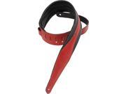 Levy s MSS100 CRA 2.5 Carving Padded Leather Guitar Bass Strap Cranberry
