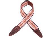 Levy s MGJ2 007 2 Jacquard Leather Hipster Guitar Bass Strap Red White