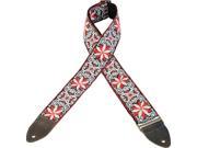 Levy s M8HTV XL 12 2 Hootenanny Jacquard Weave Guitar Strap Red Flowers