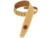 Levy s MSS3CP TAN 2.5 Suede Leather Guitar Bass Strap w Cream Piping Tan