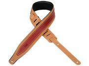 Levy s MV17TT 2.5 Two Tone Carving Leather Guitar Bass Strap Russet w Cranberry