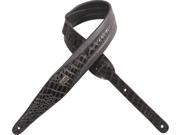 Levy s MSS100CR BLK 2.5 Artificial Crocodile Leather Guitar Bass Strap Balck