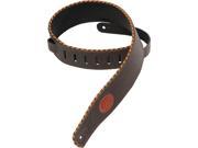 Levy s MSS13 DBR 2.5 Leather Guitar Strap Suede Leather Piping Dark Brown
