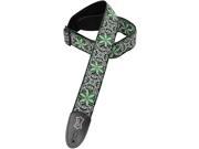 Levy s M8HT 11 2 Hootenanny Jacquard Weave Guitar Strap Green Flowers