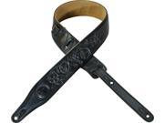 Levy s MG17PS BLK Garment Leather Guitar Bass Strap Stiched Peace Flowers Black