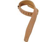 Levy s M26GF TAN 2.5 Garment Leather Guitar Bass Strap w Suede Backing Tan