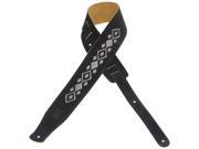 Levy s MS26E 002 2.5 Embroidered Suede Guitar Bass Strap Silver Diamonds