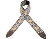 Levy s M8HTV XL 13 2 Jacquard Weave Hootenanny Guitar Strap Yellow Flowers