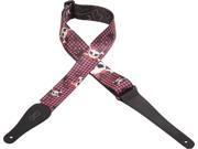 Levy s Sonic Art Guitar Strap Pink Checkered Skulls MPD2 067 NEW!!
