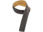 Levy s DM1FF BLK 2.5 Leather Guitar Bass Strap w Florentine Embossing Black