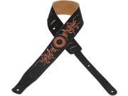Levy s MS26E 005 2.5 Embroidered Suede Guitar Bass Strap Sun Filigree