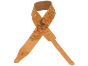 Levy s MS26COP 004 2.5 Tan Printed Suede Guitar Bass Strap Butterfly