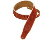 Levy s MSS3CP CPR 2.5 Suede Leather Guitar Bass Strap w Cream Piping Copper